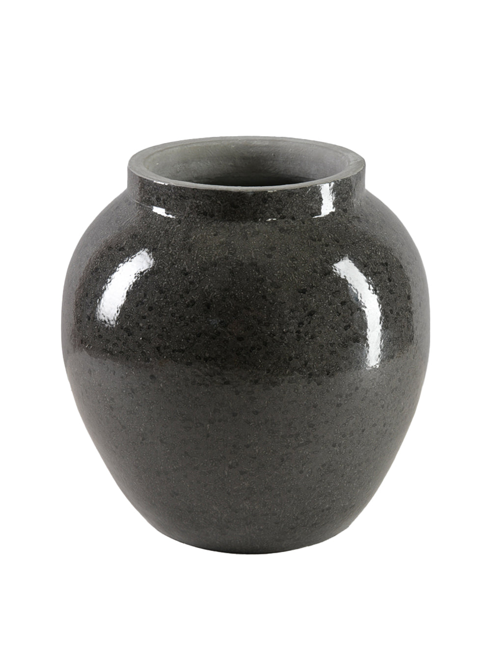 Mirella Ceramic Black Vase, 10" Diameter & 11" Tall