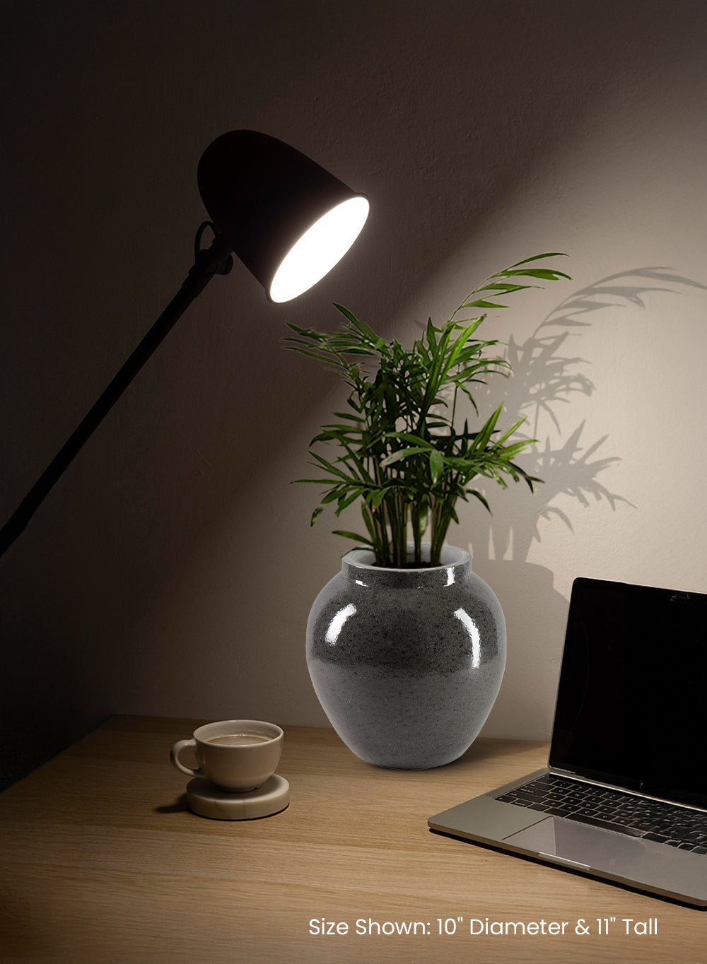 Mirella Ceramic Black Vase, 10" Diameter & 11" Tall