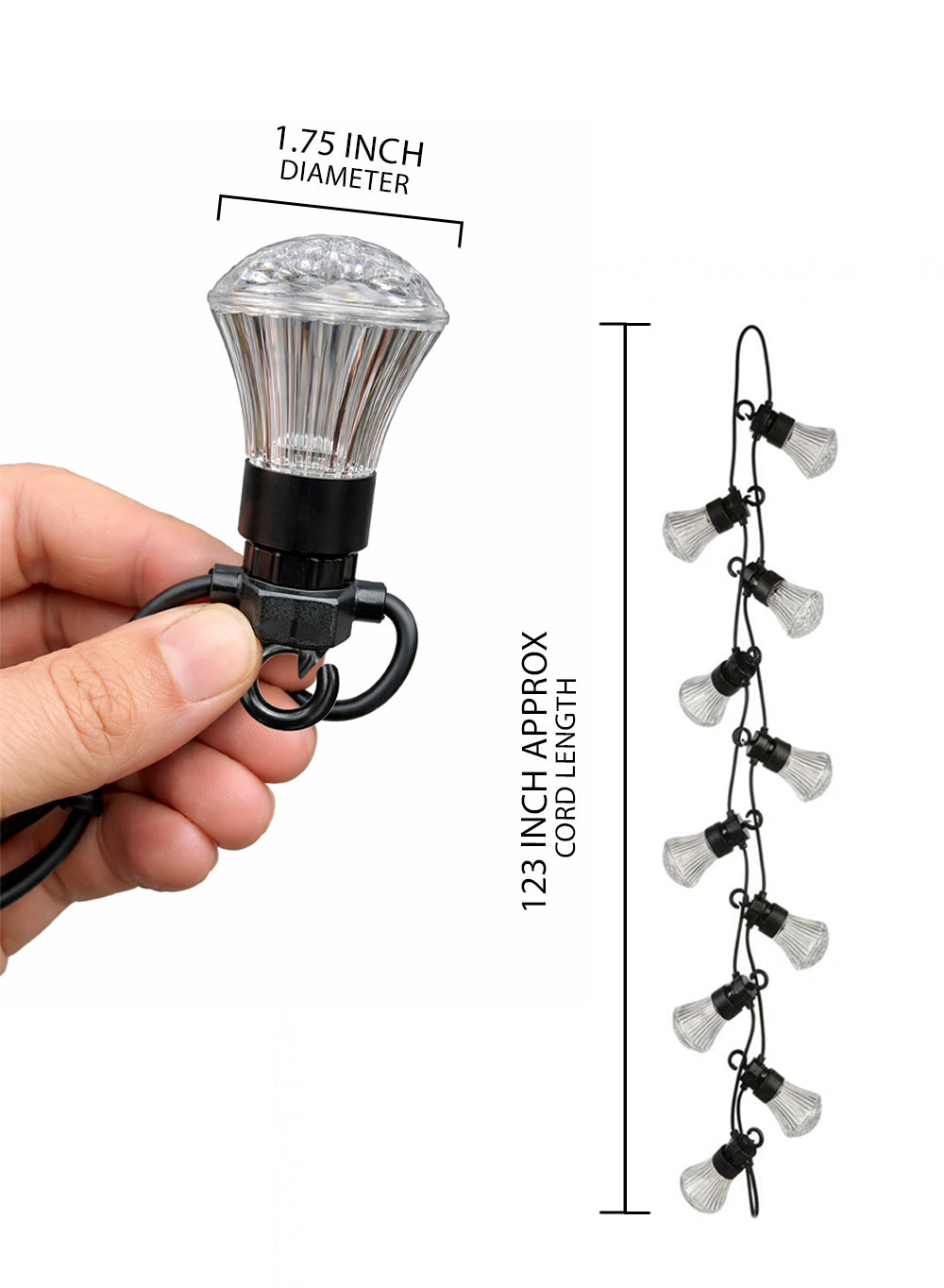 10 Warm LED String Lights, 123" Long
