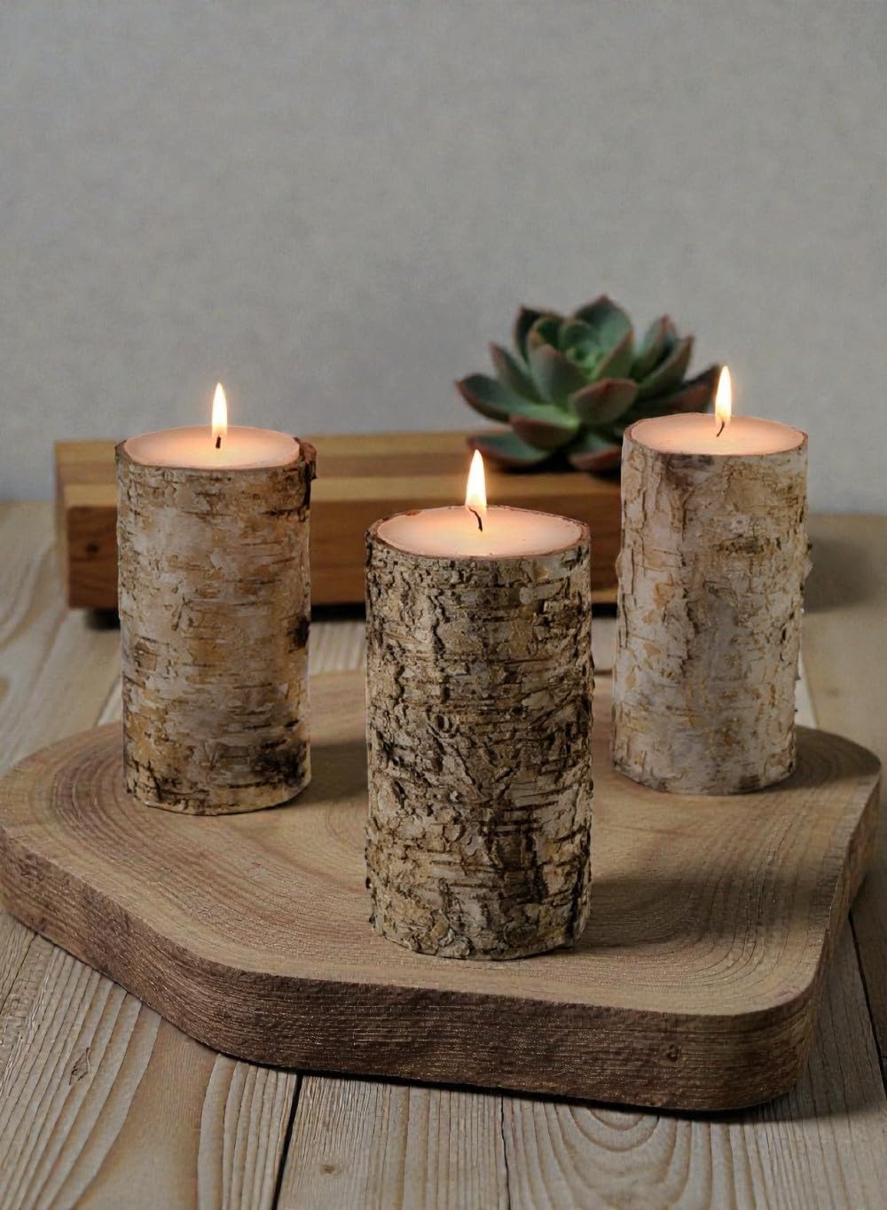 5.75" Birch Bark Candle, Set of 3