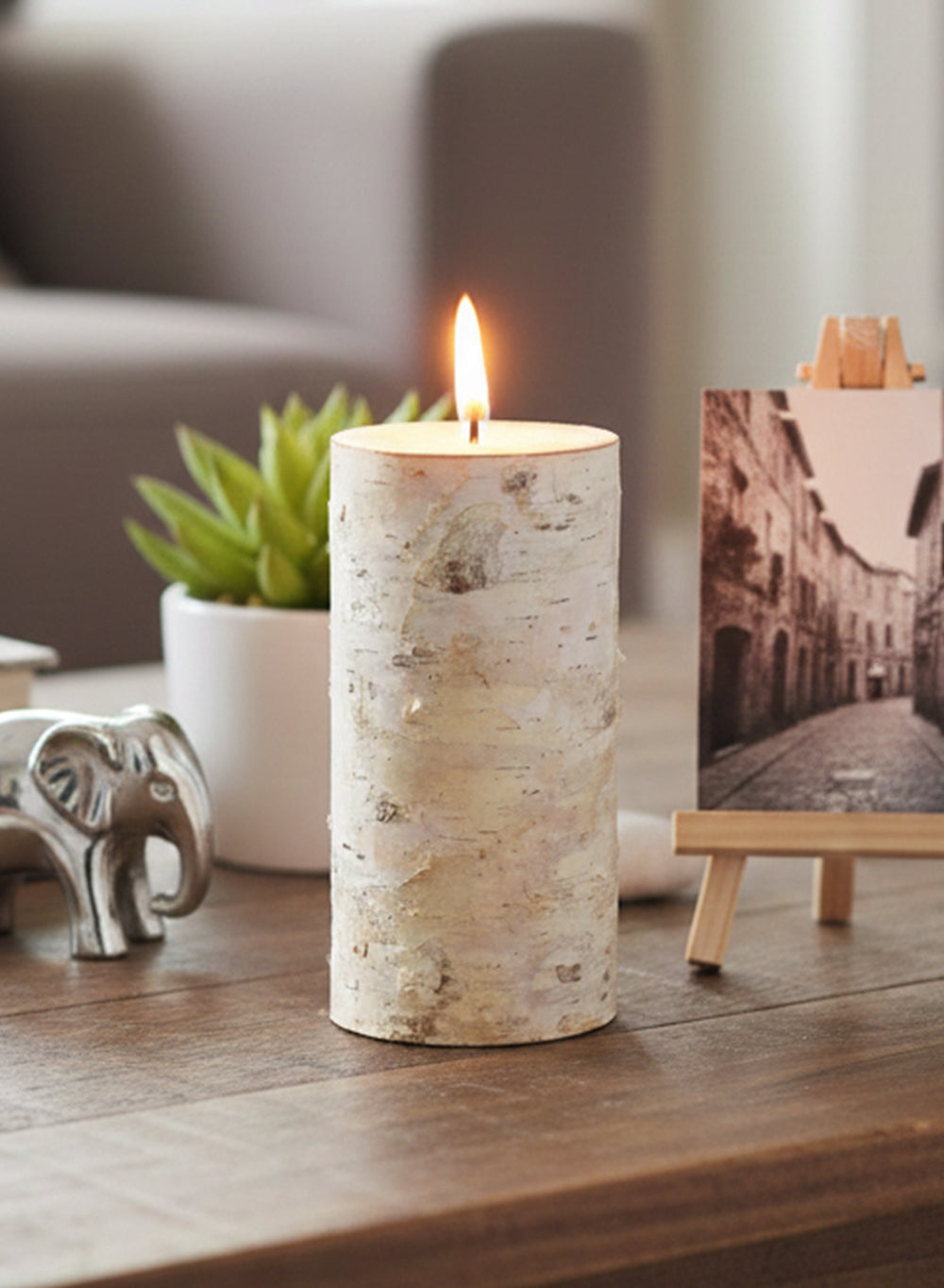 5.75" Birch Bark Candle, Set of 3