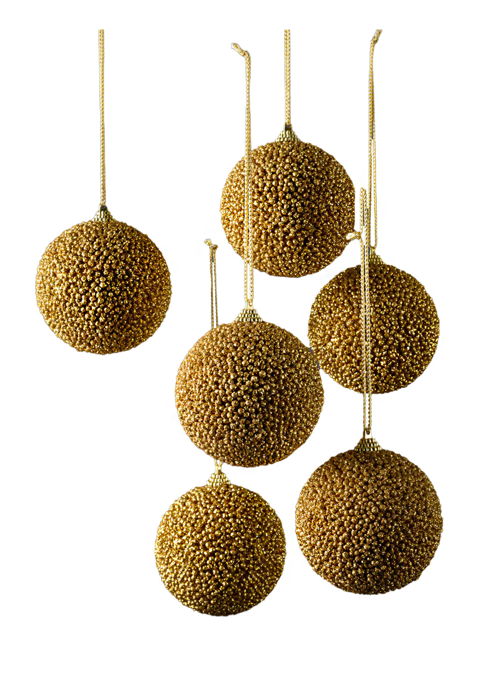 Beaded Ornament Balls, 3.5" Diameter, Pack of 6
