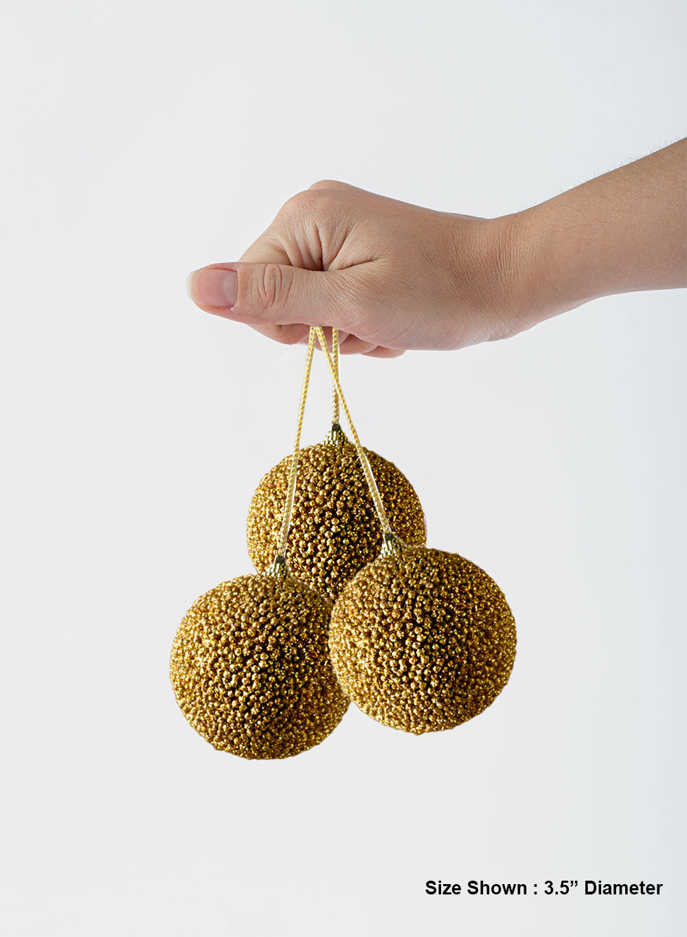 Beaded Ornament Balls, 3.5" Diameter, Pack of 6