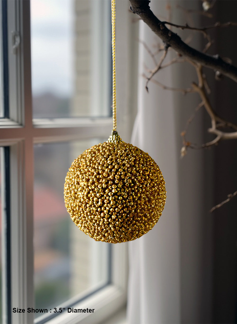 Beaded Ornament Balls, 3.5" Diameter, Pack of 6