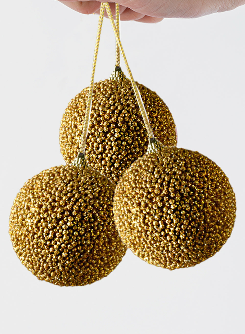 Beaded Ornament Balls, 3.5" Diameter, Pack of 6