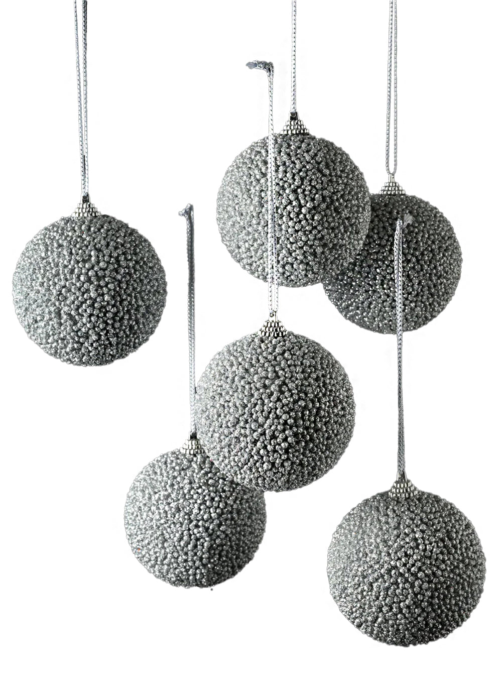 Beaded Ornament Balls, 3.5" Diameter, Pack of 6