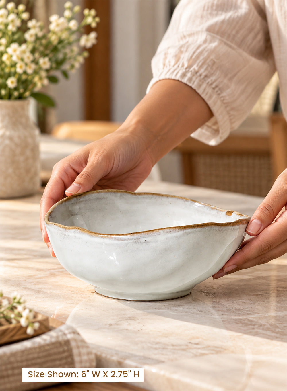 Free-Form Edge Glazed Ceramic Bowl Collection