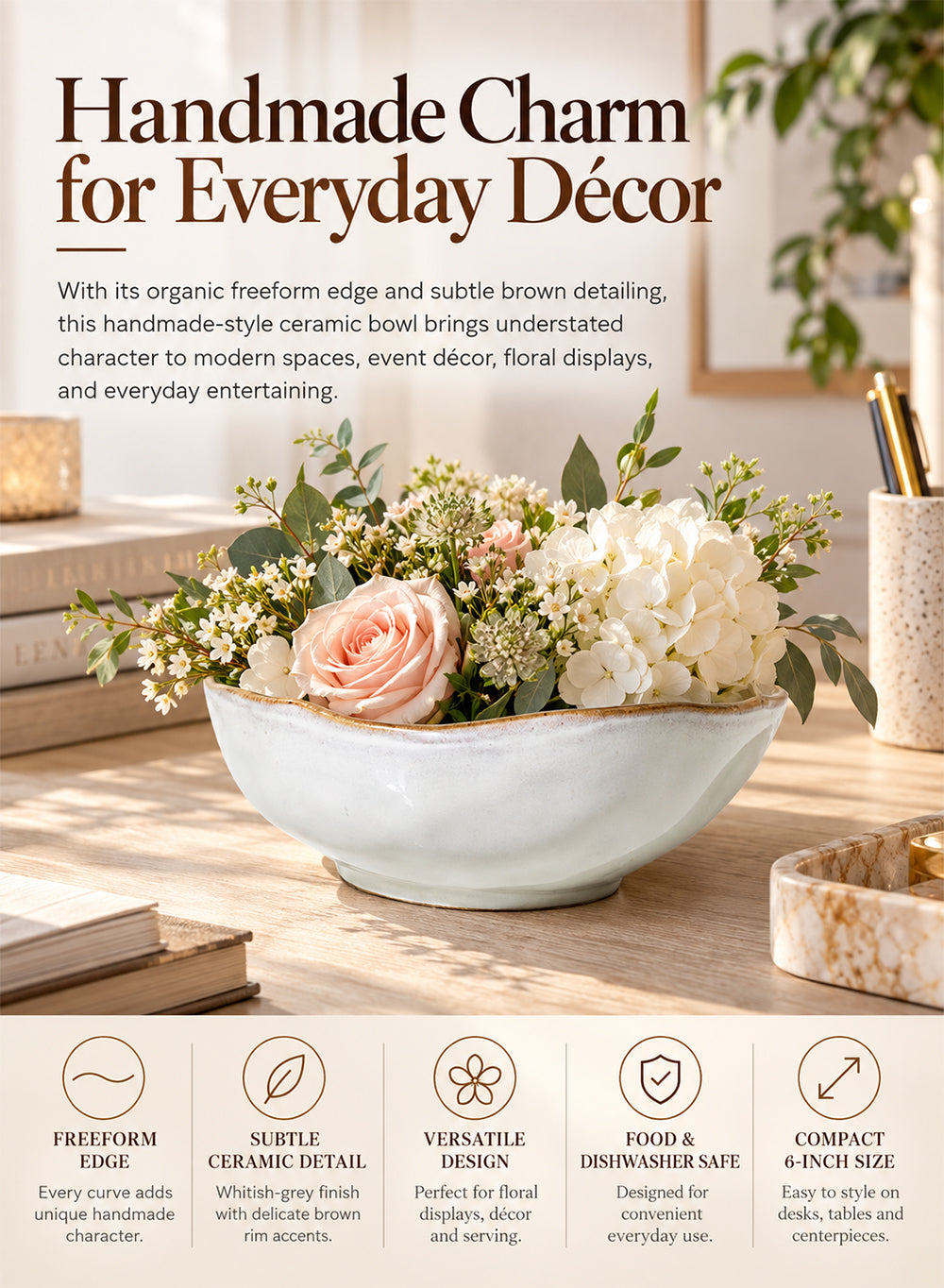 Free-Form Edge Glazed Ceramic Bowl Collection