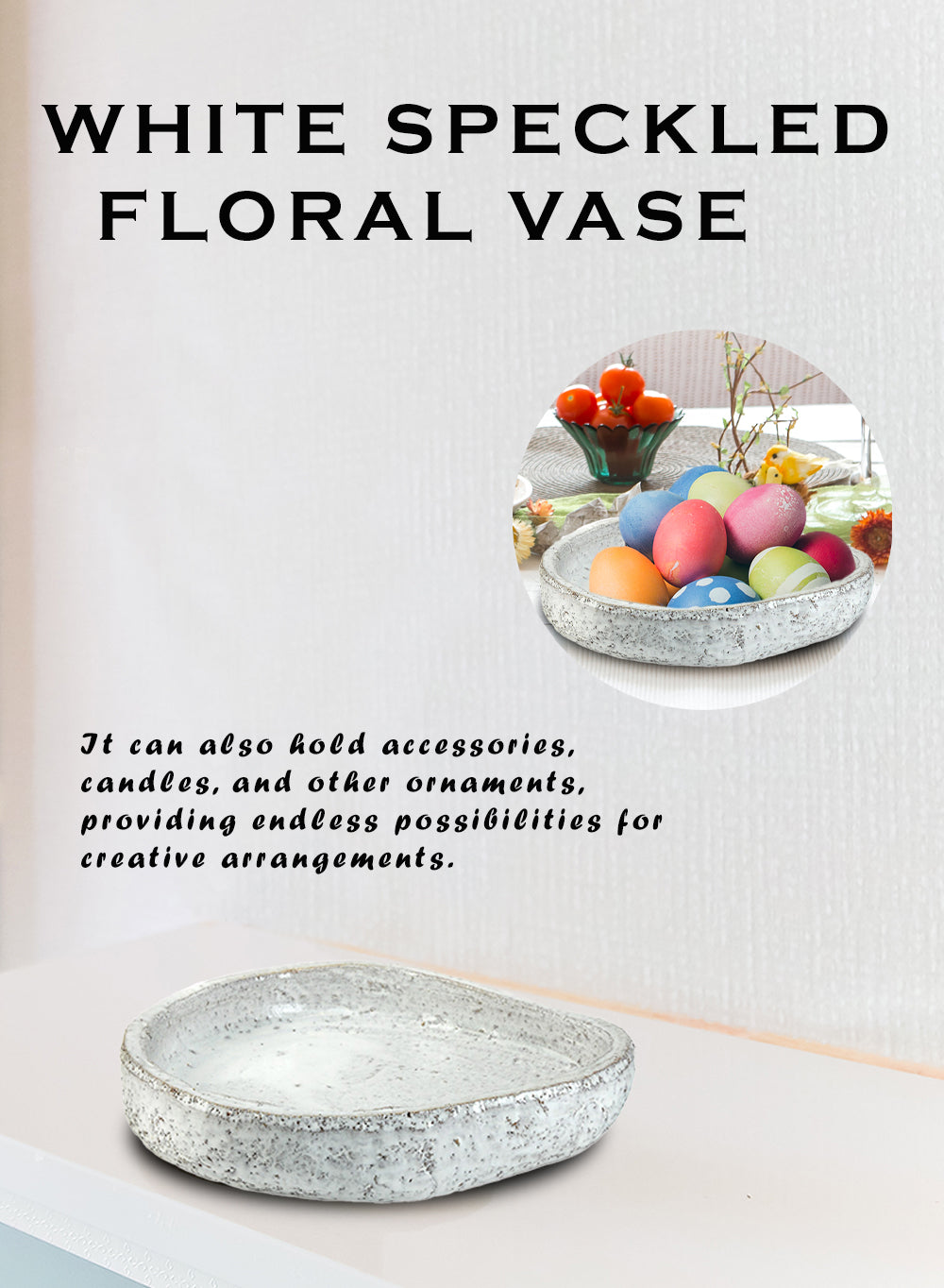 Vintage White Cement Bowl Vase, in 2 Sizes