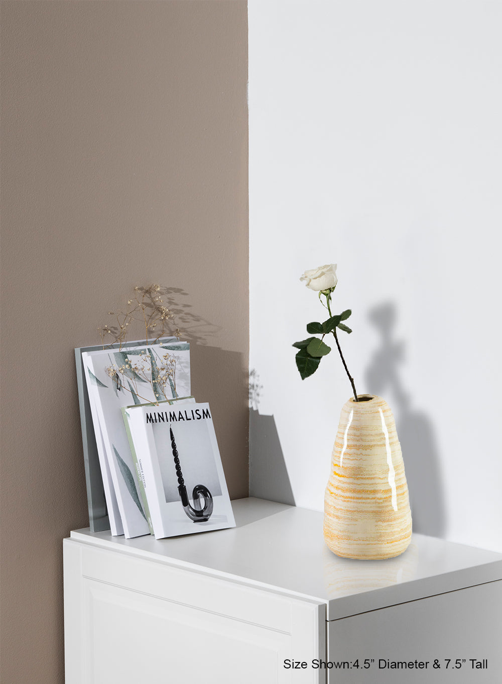 Solaro Striped Ceramic Vase, 4.5" Diameter & 7.5" Tall