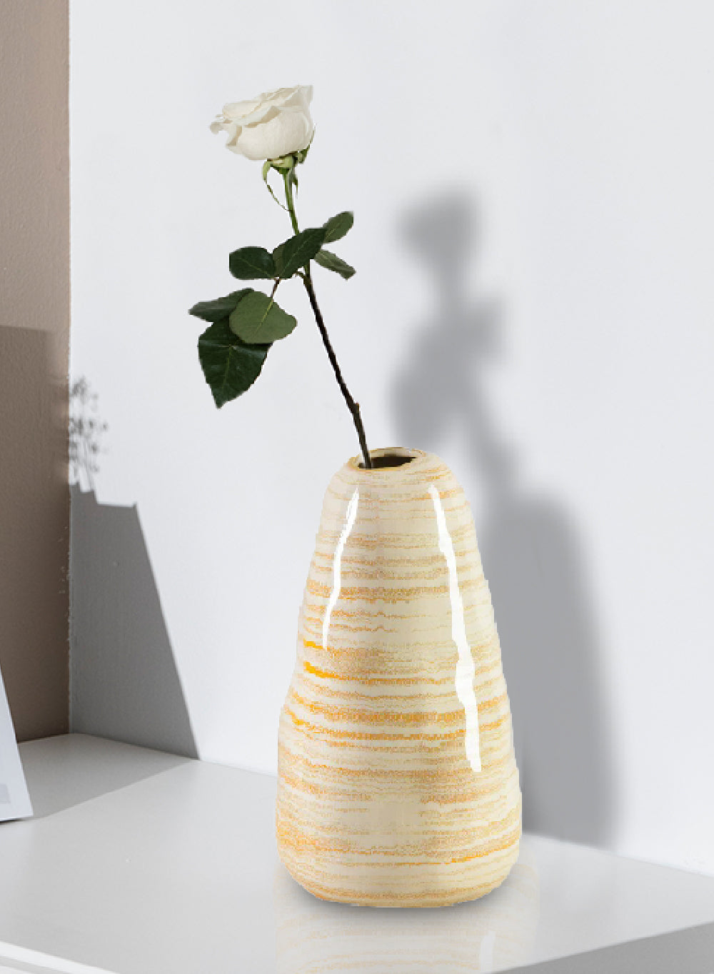 Solaro Striped Ceramic Vase, 4.5" Diameter & 7.5" Tall