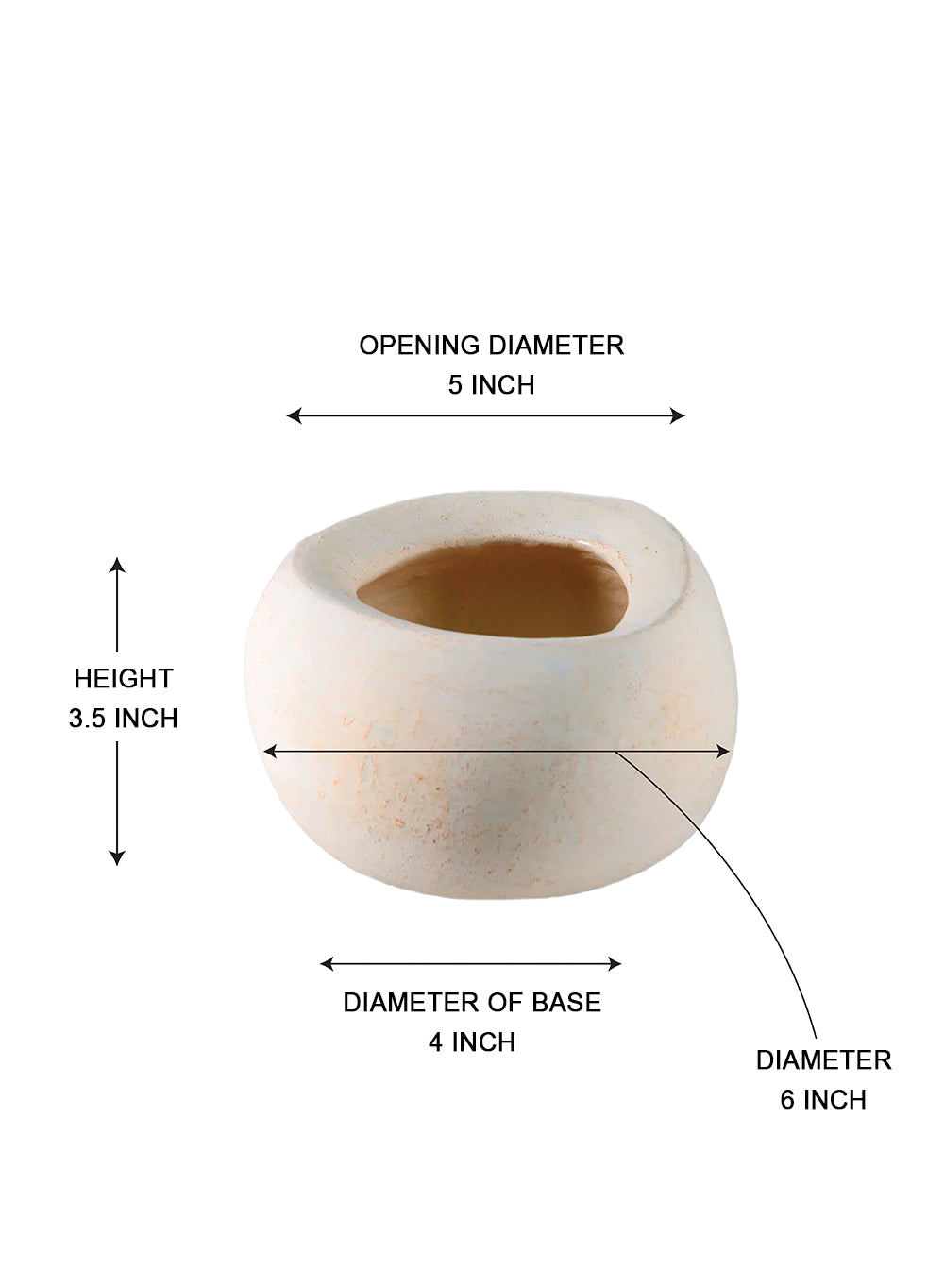 Sienna Ivory Cement Bowl, 6" Diameter & 3.5" Tall