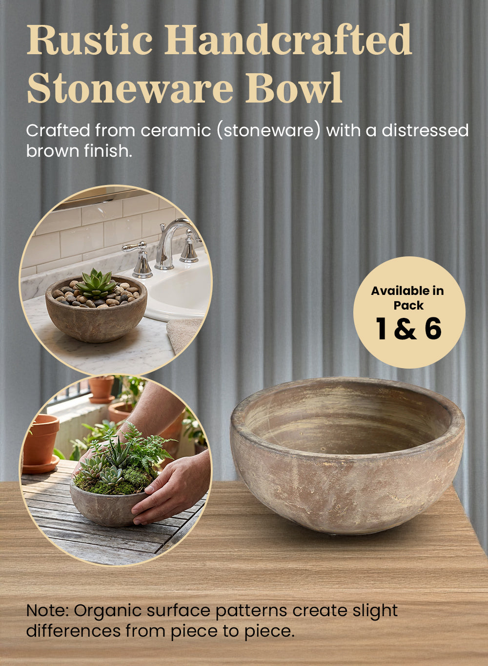 Rustic Handcrafted Stoneware Bowl Collection