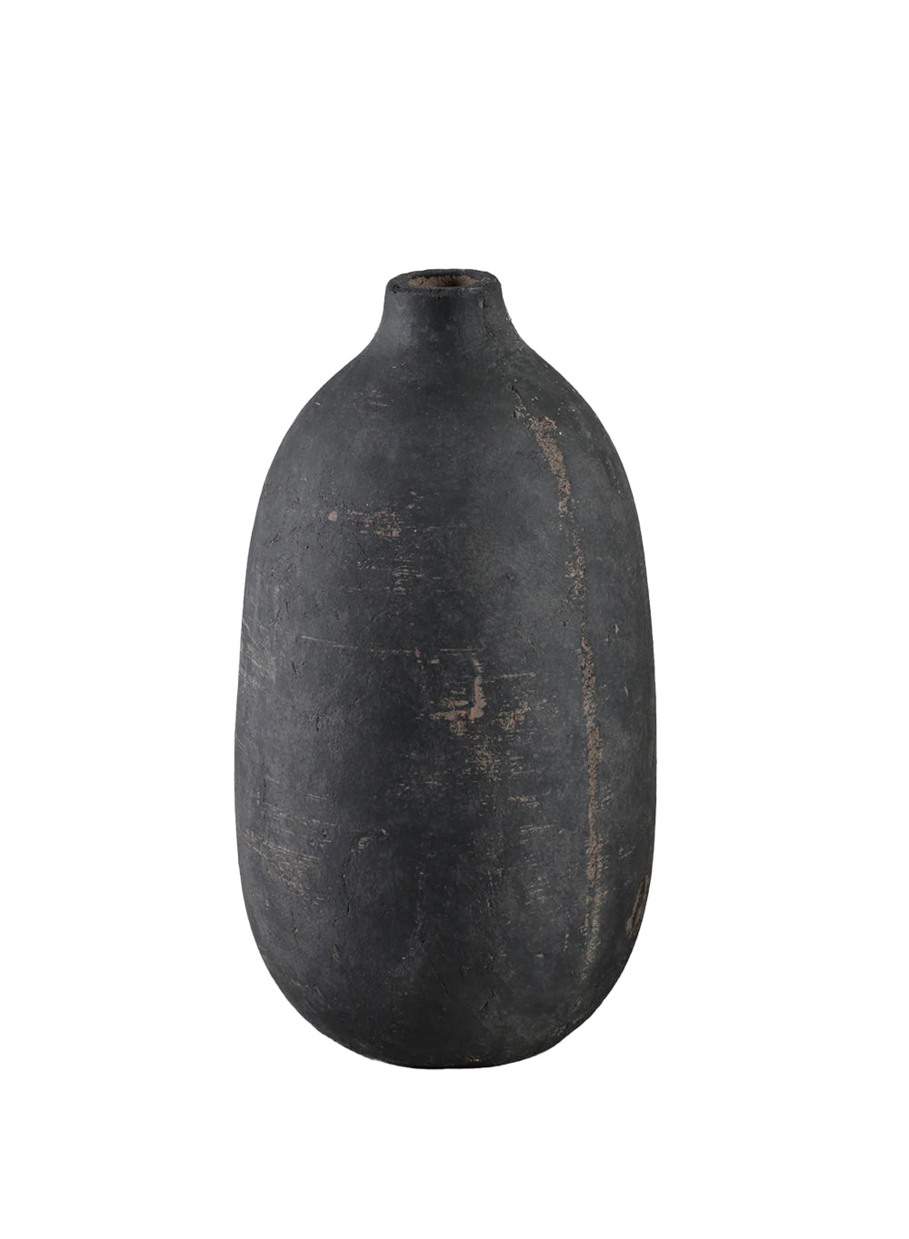 Rustic Black Sandstone Vase, 7" Diameter & 13.5" Tall