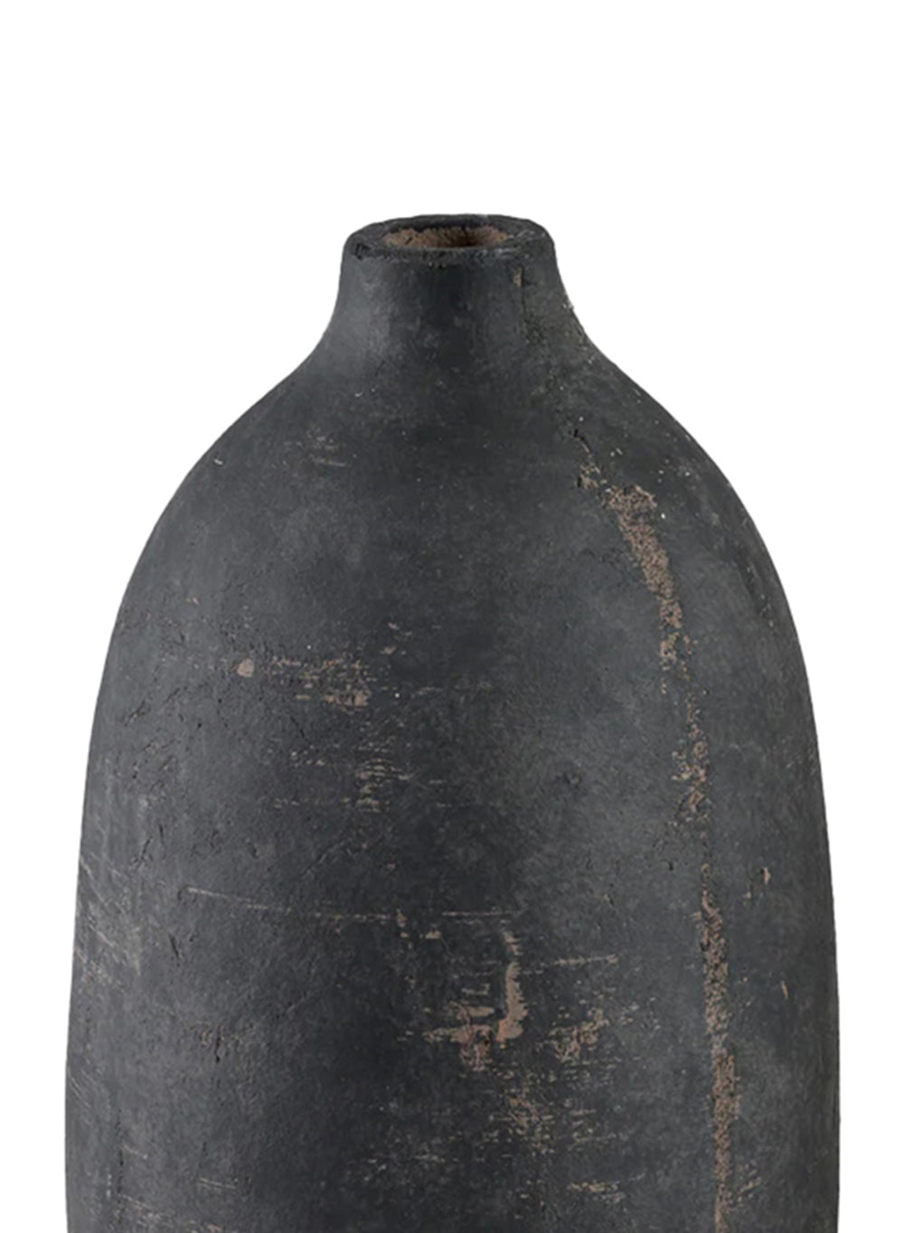 Rustic Black Sandstone Vase, 7" Diameter & 13.5" Tall