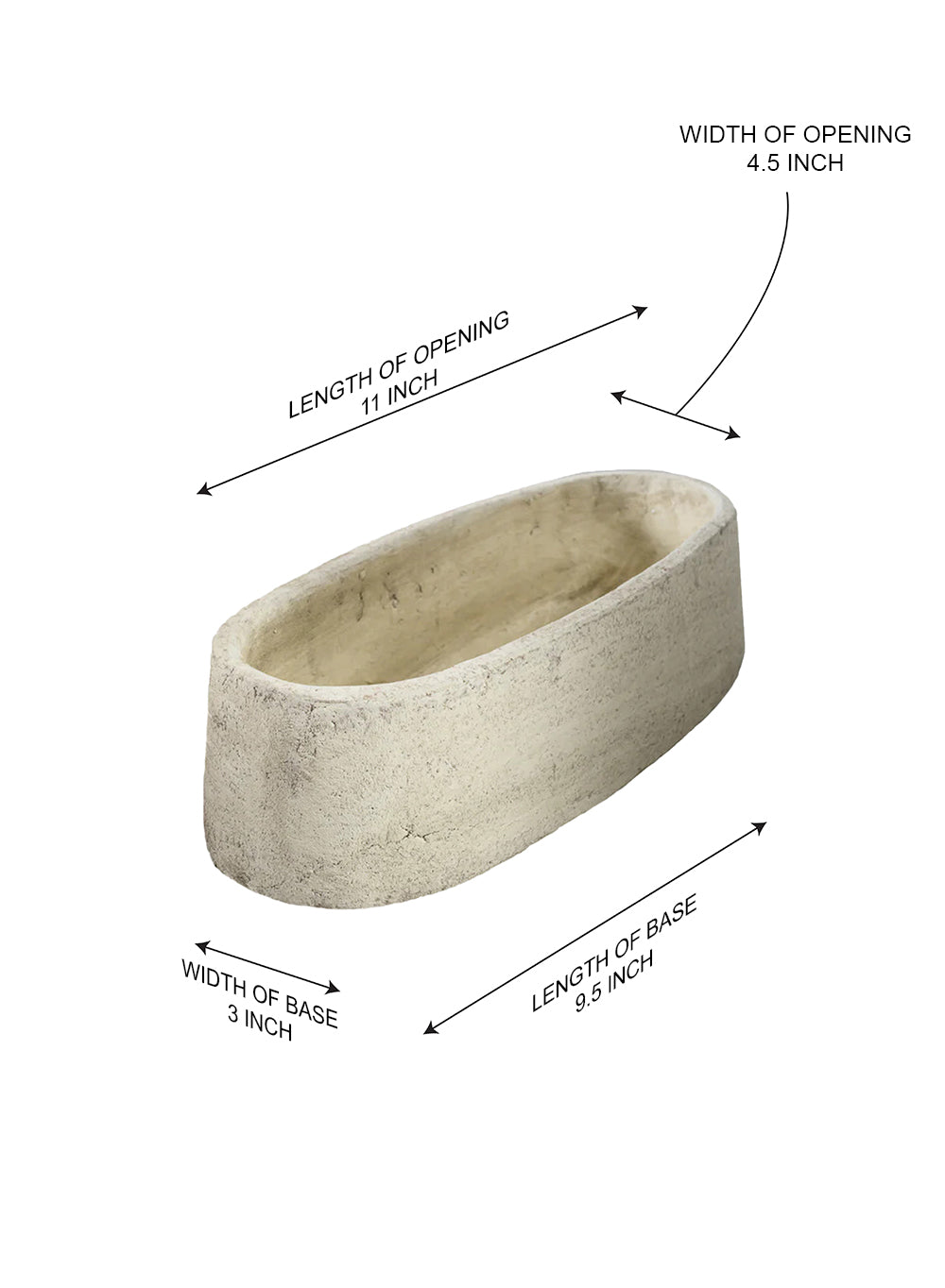 Sandstone Oval Planter Bowl, 11.5" Long & 5" Wide