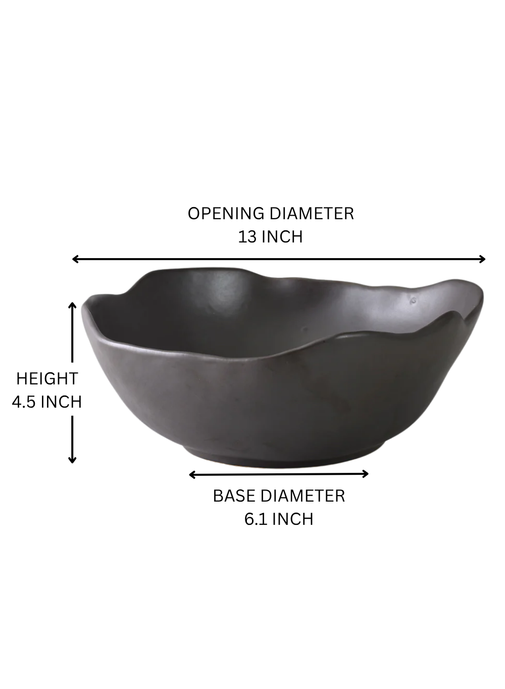 Free-Form Edge Glazed Ceramic Bowl, in 4 Sizes