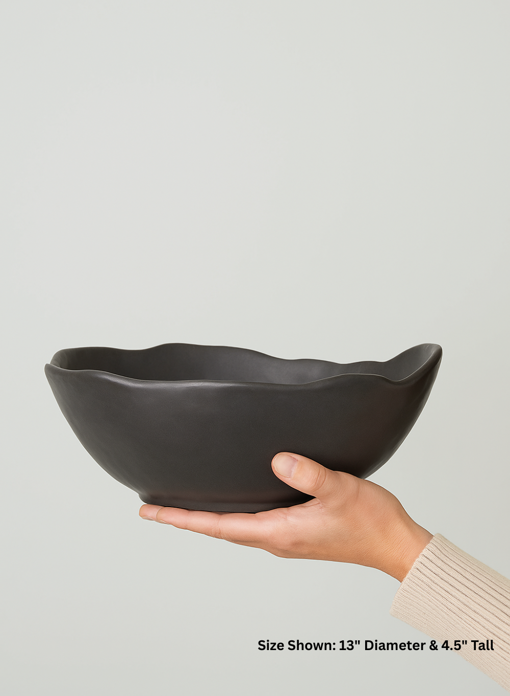 Free-Form Edge Glazed Ceramic Bowl, in 4 Sizes
