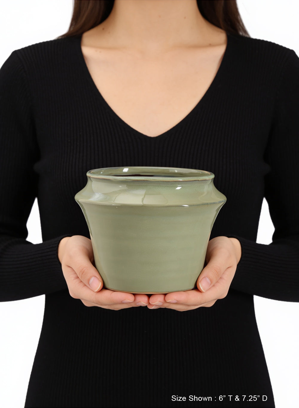 Sage Green Glazed Ceramic Planter Collection