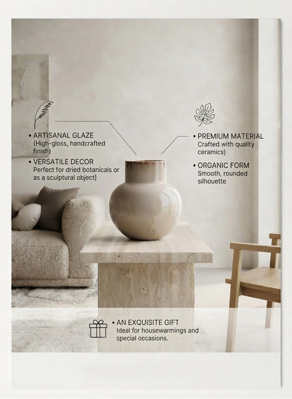 Asahi Cream Ceramic Vase Collection