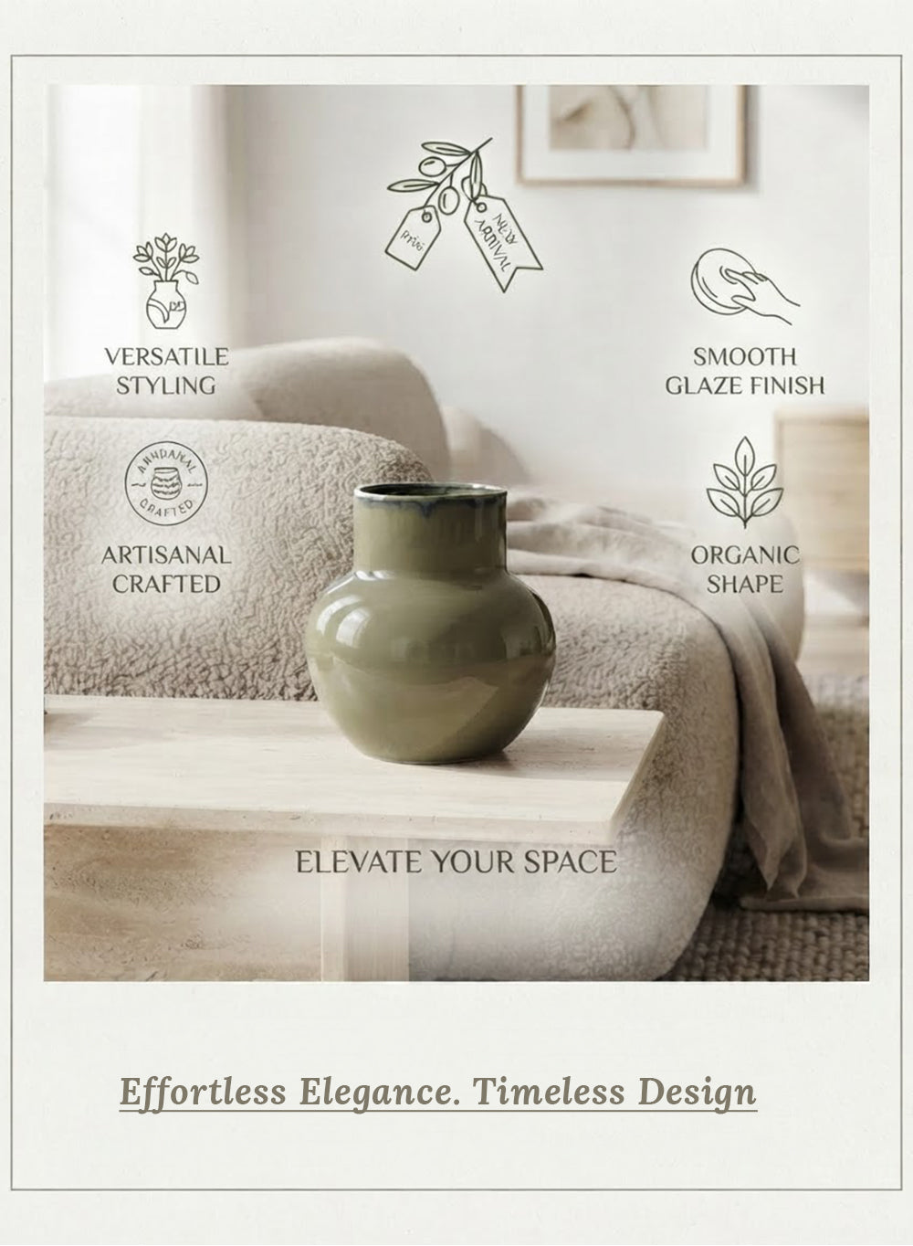 Asahi Moss Green Ceramic Vase Collection