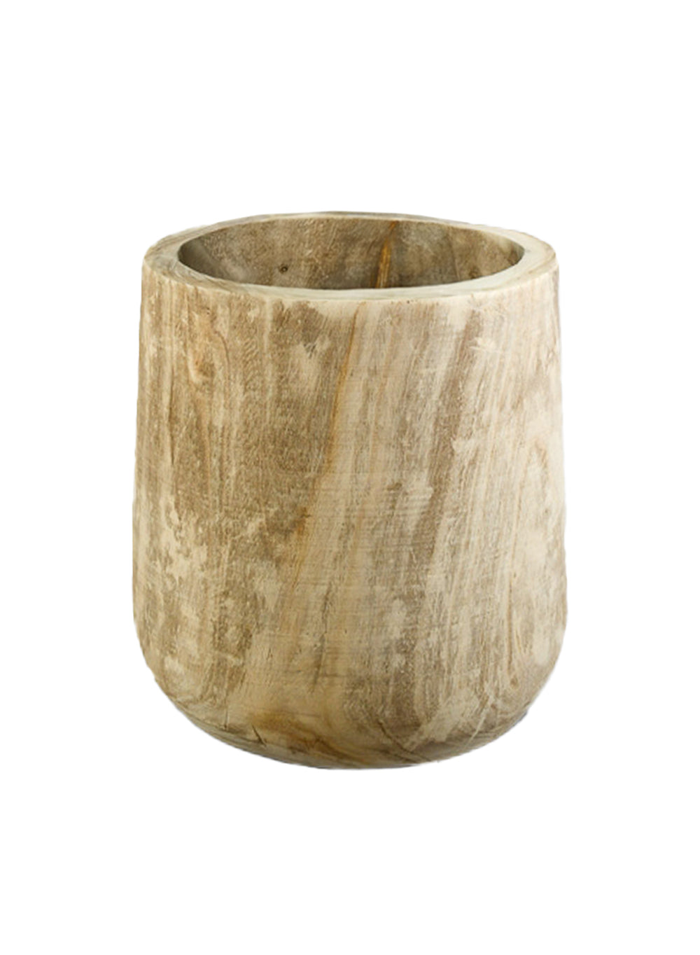 15.5" Rounded Paulownia Wood Cachepot