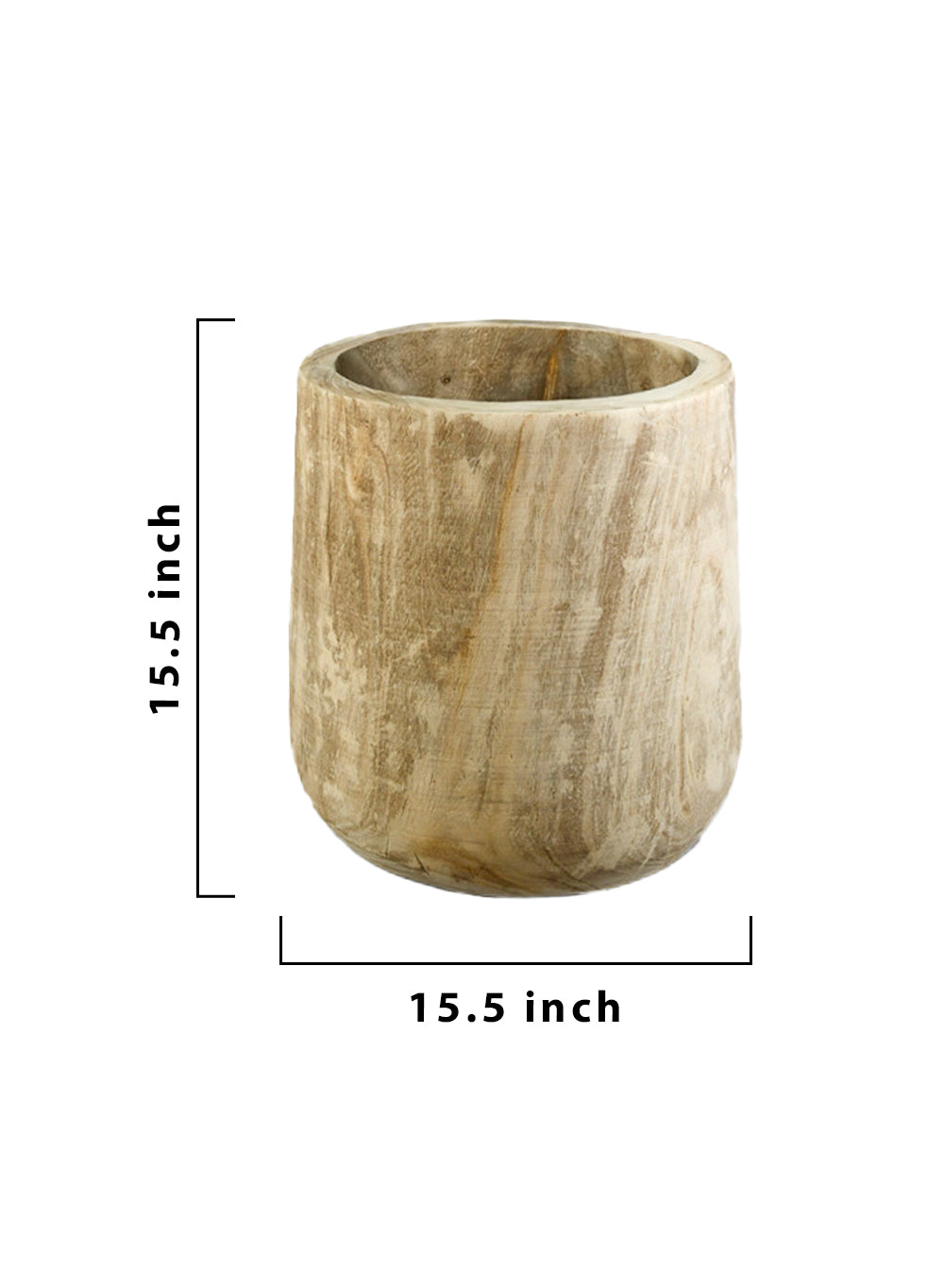 15.5" Rounded Paulownia Wood Cachepot