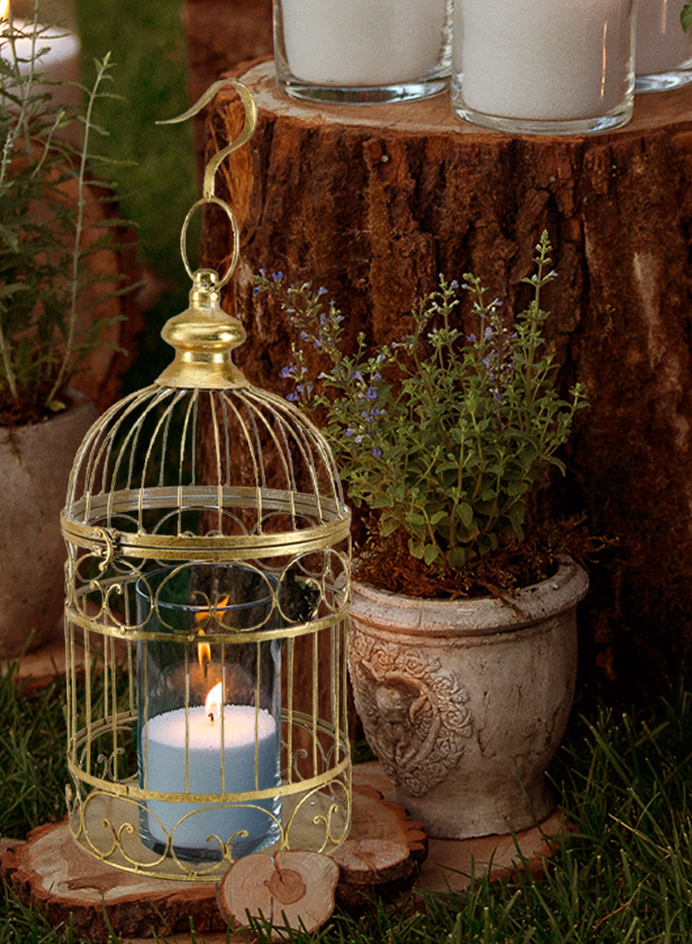 Birdcage Decor, Silver Metal in 2 Sizes & Color