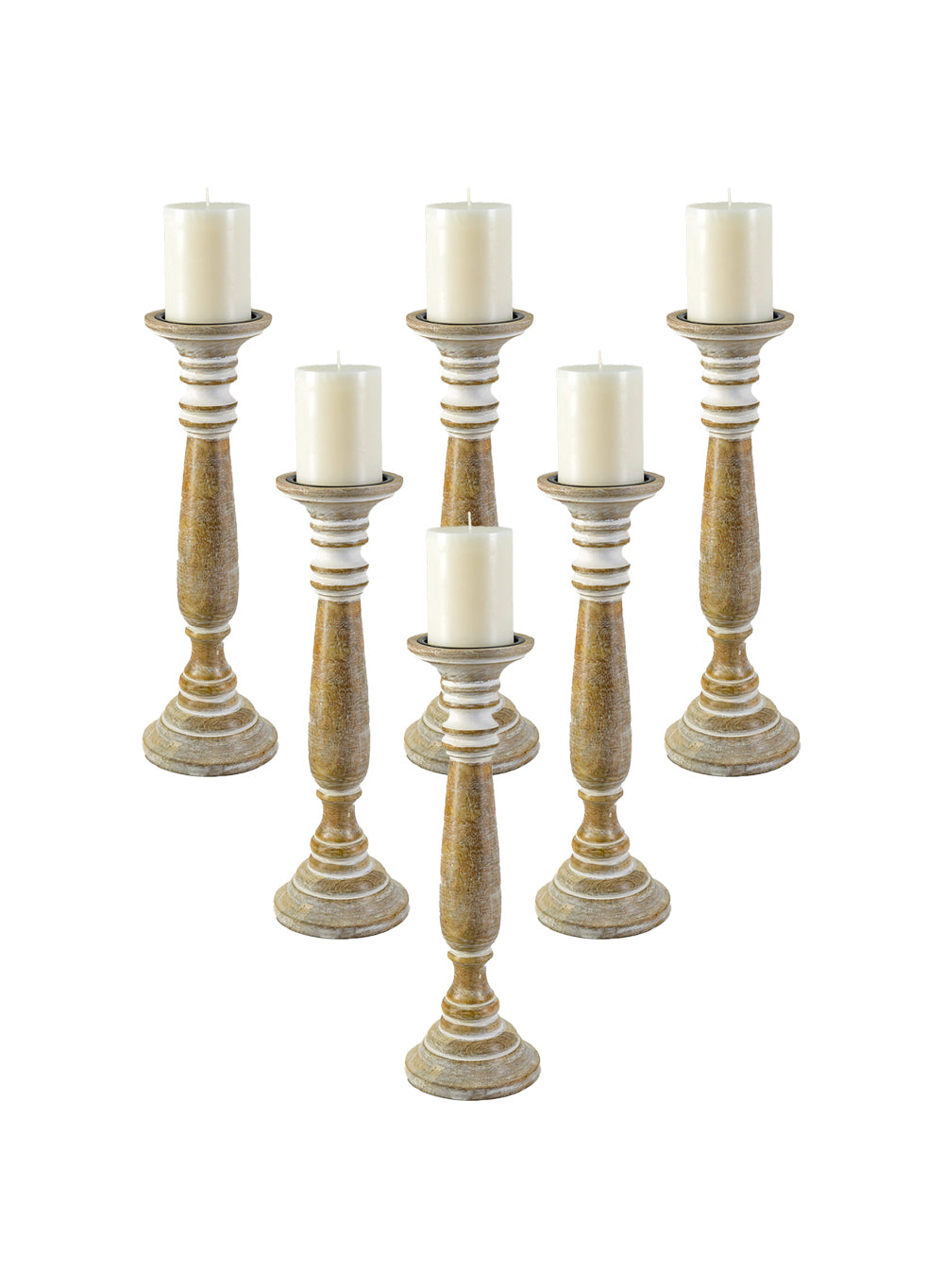 Natural Wood Pillar Candle Holder, in 2 Sizes