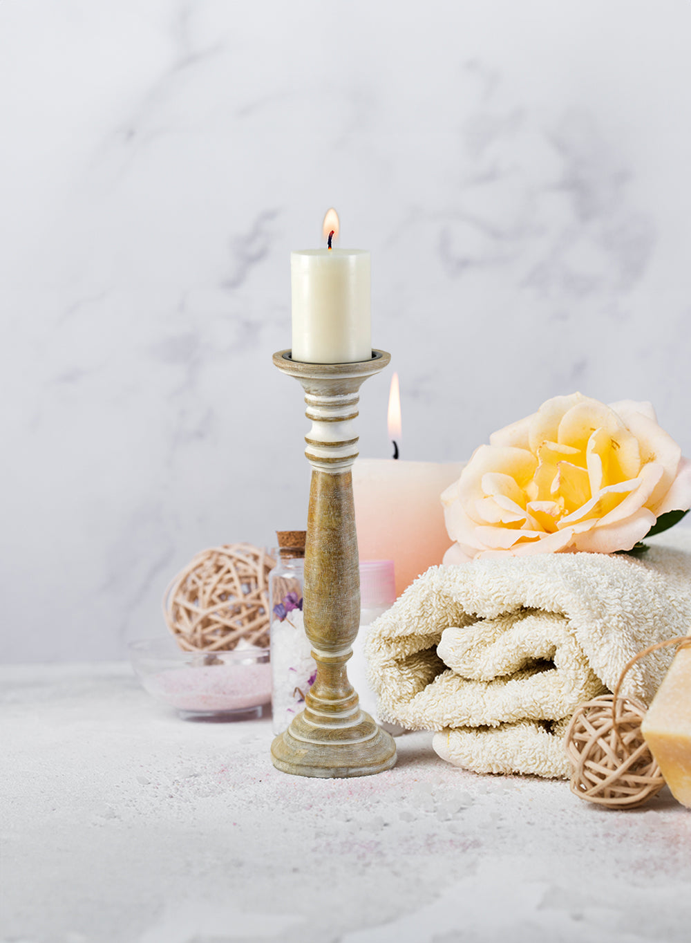 Natural Wood Pillar Candle Holder, in 2 Sizes