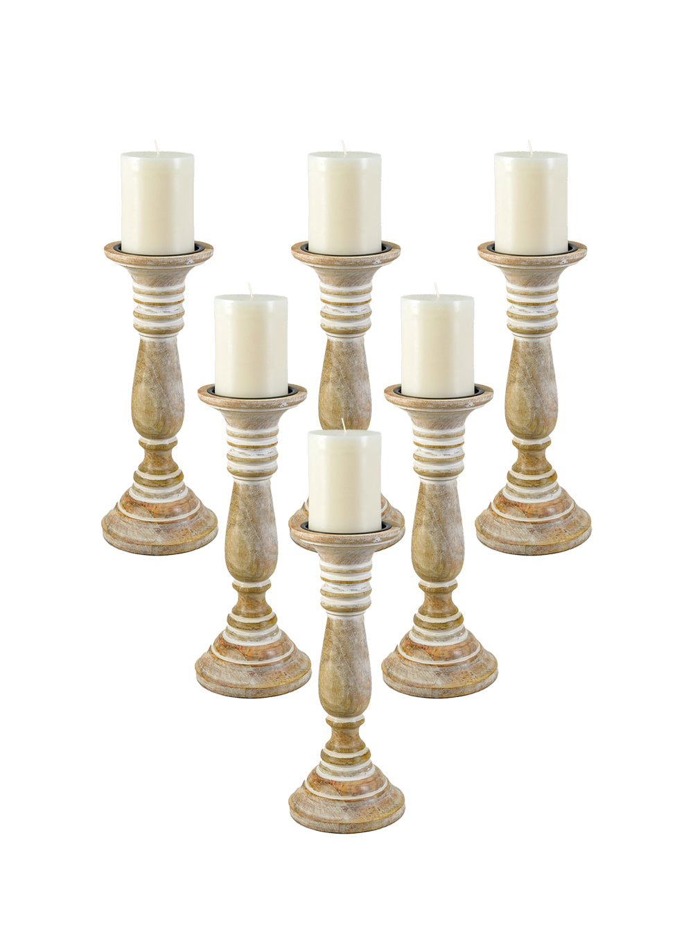 Natural Wood Pillar Candle Holder, in 2 Sizes