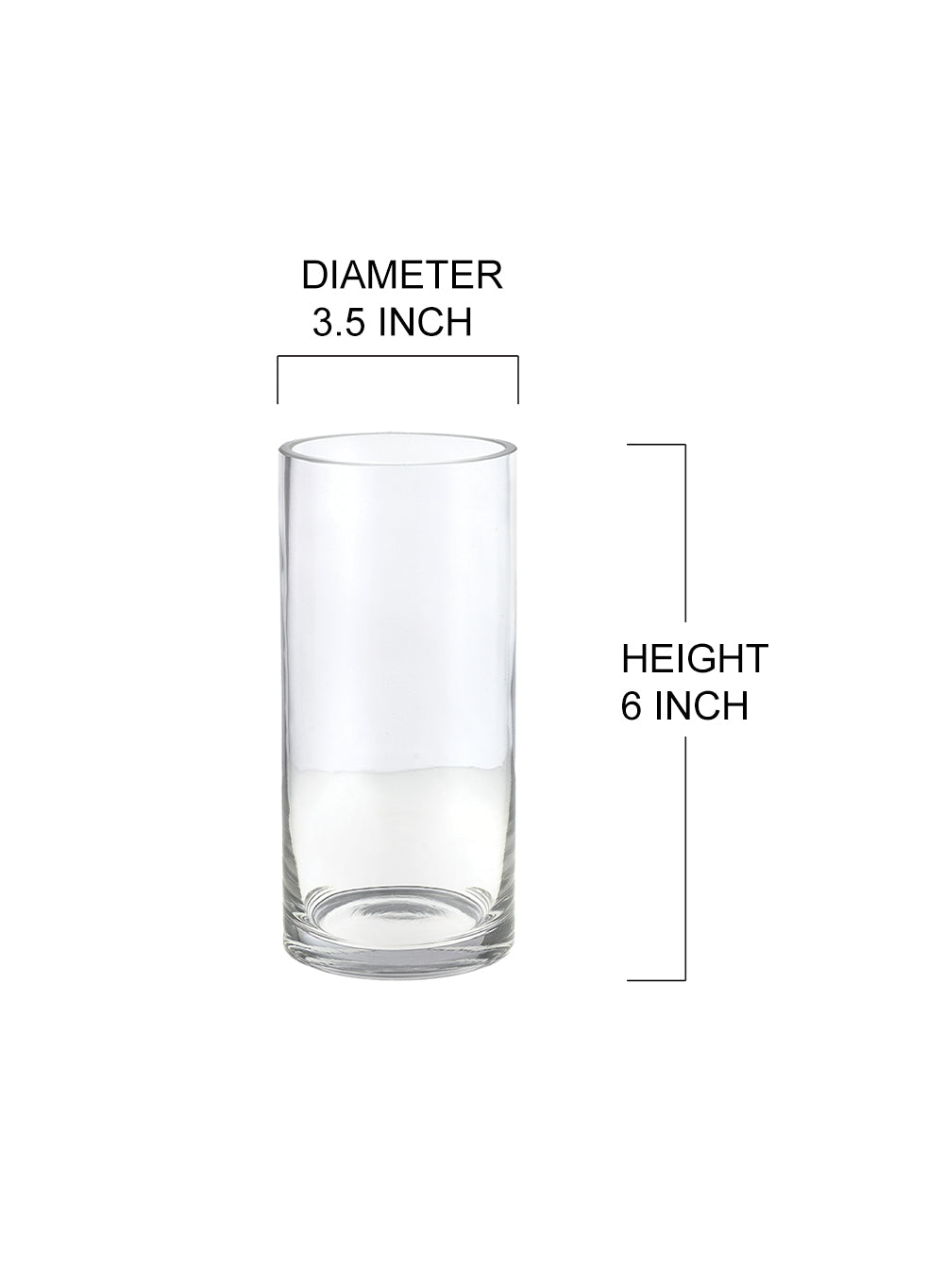 Serene Spaces Living Set of 12 Glass Cylinder Hurricane Vase- 3.5" Dia & 6" Tall