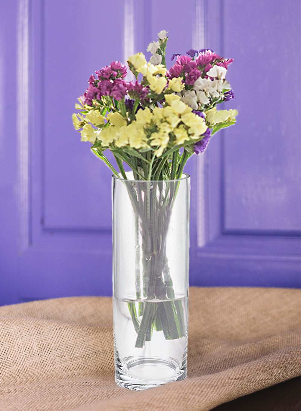 Serene Spaces Living Set of 12 Glass Cylinder Hurricane Vase- 3.5" Dia & 10" Tall