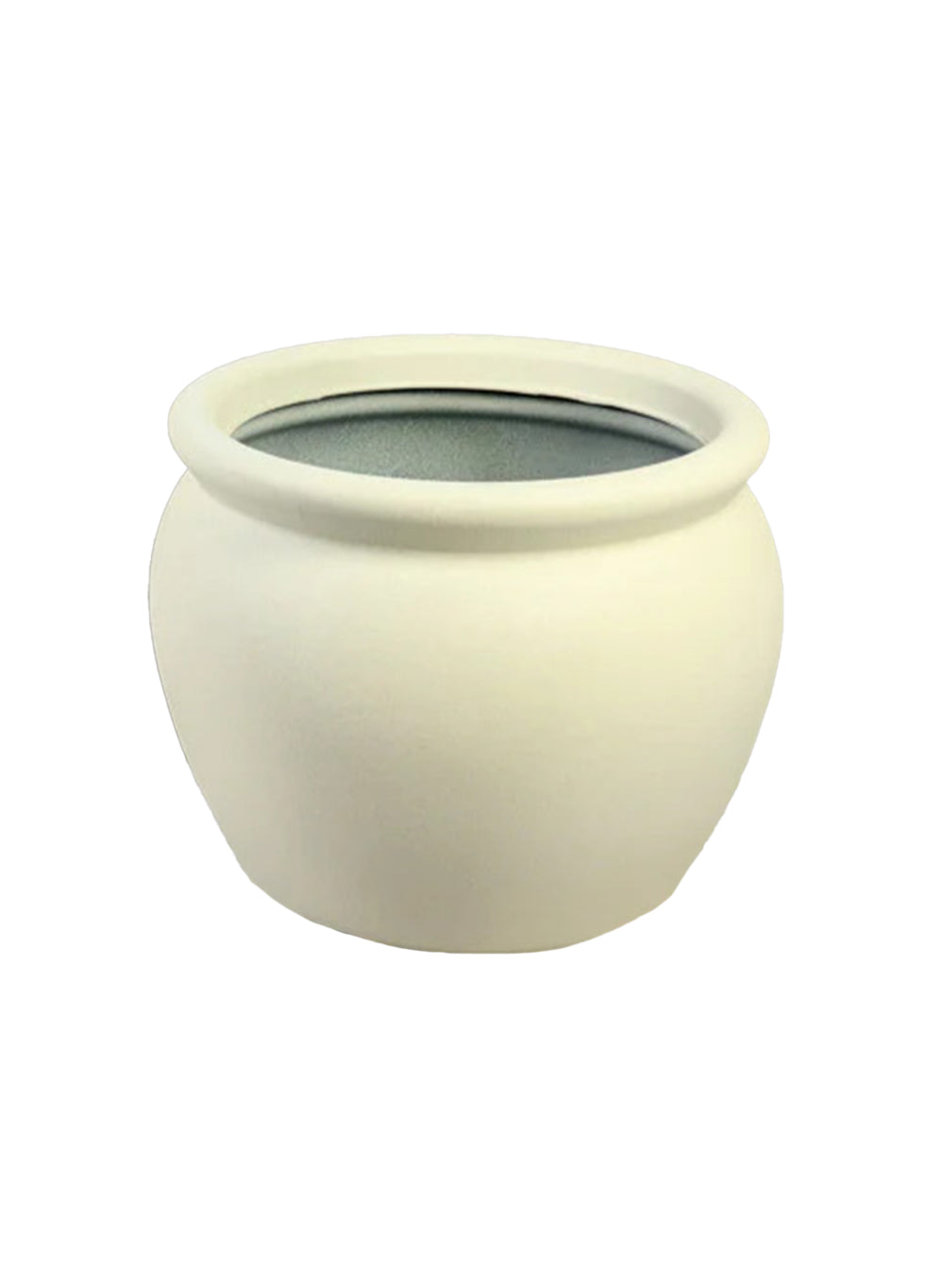 Off-White PVC Planter, Round Pot with Drainage Hole, Available in 2 Sizes