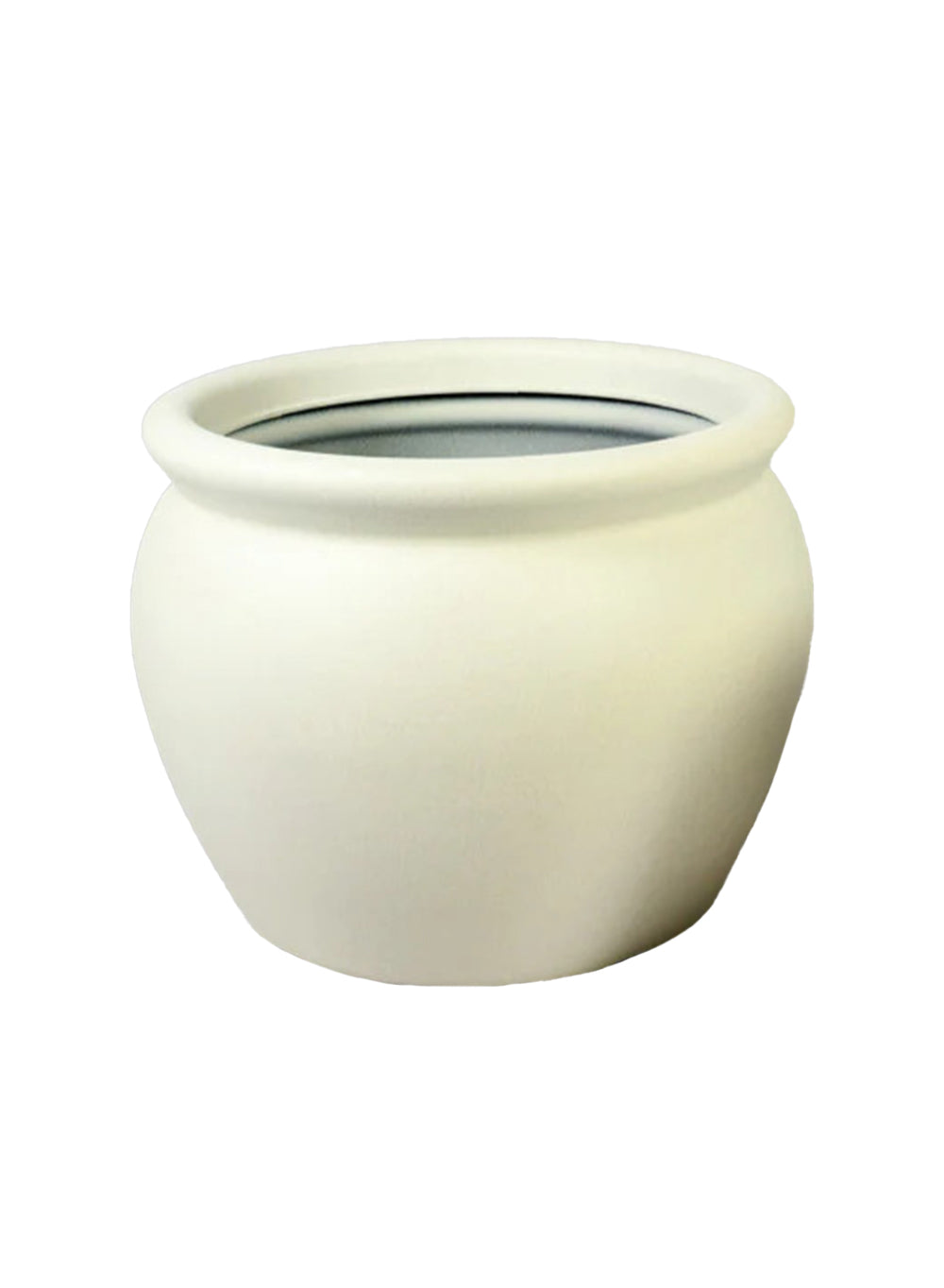 Off-White PVC Planter, Round Pot with Drainage Hole, Available in 2 Sizes