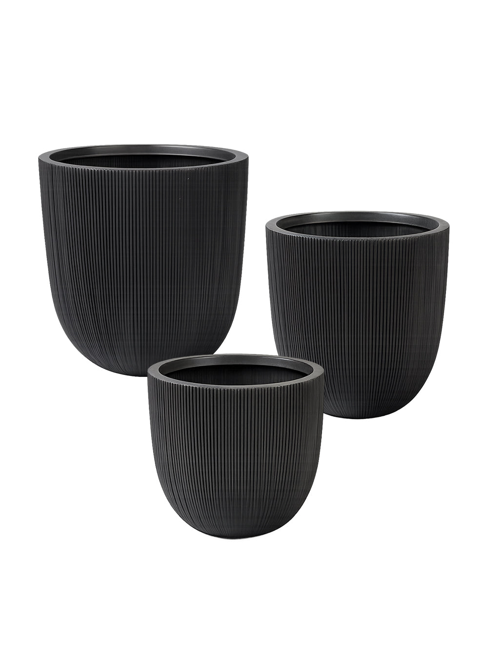 Bundle: Ebon Ribbed PVC Planter (Pack of 3)