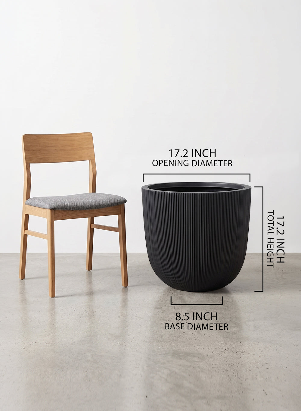 Ebon Ribbed PVC Planter Collection