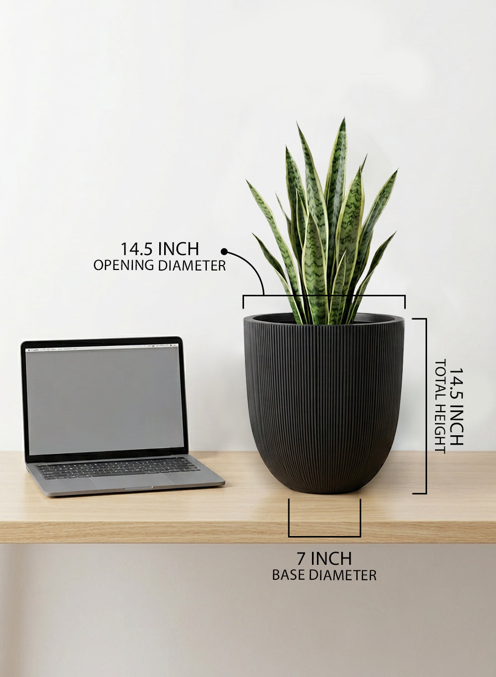 Ebon Ribbed PVC Planter Collection