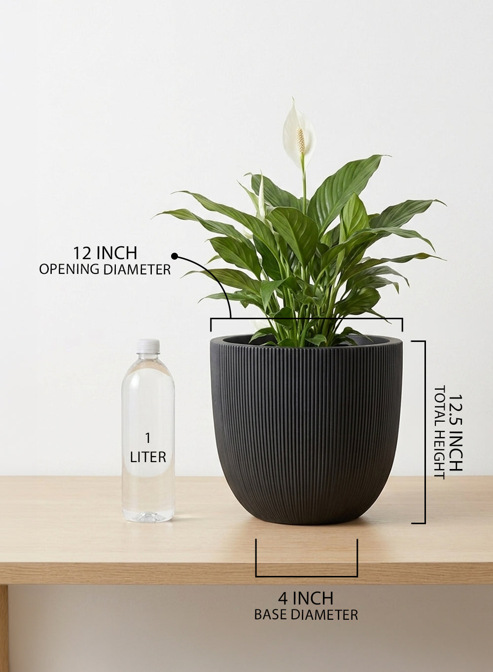 Ebon Ribbed PVC Planter Collection