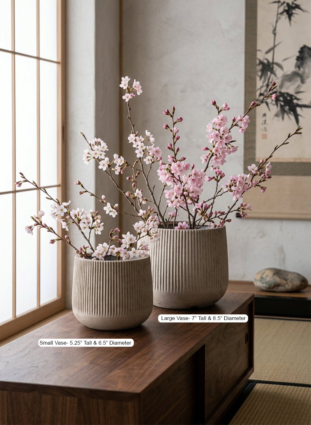 Bundle: Terra Ribbed Vase ( Small - Pack of 1 & Large - Pack of 1)