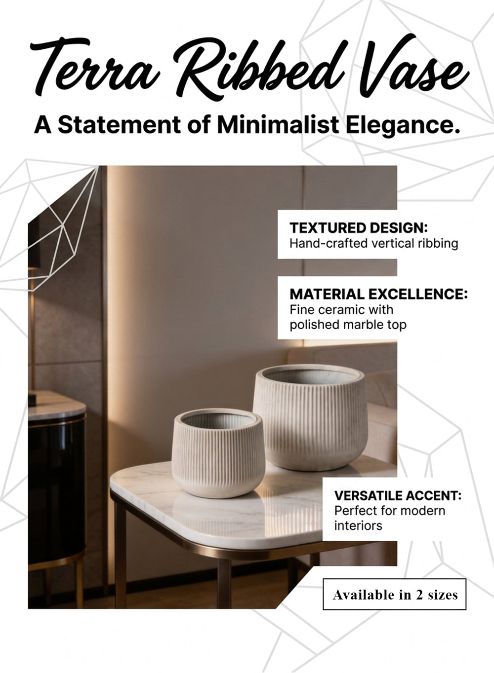 Bundle: Terra Ribbed Vase ( Small - Pack of 1 & Large - Pack of 1)