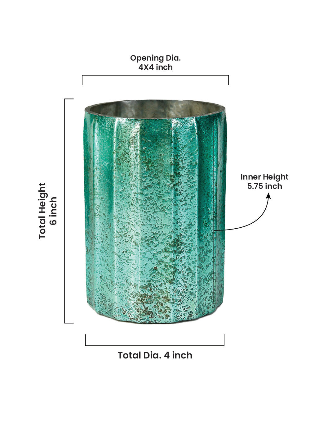 Ocean Teal Mercury Glass Vase, in 2 Sizes
