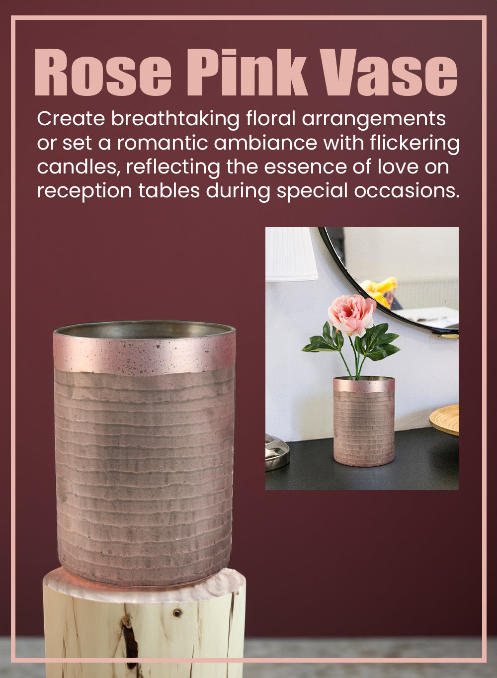 Rose Pink Glass Vase, in 2 Sizes