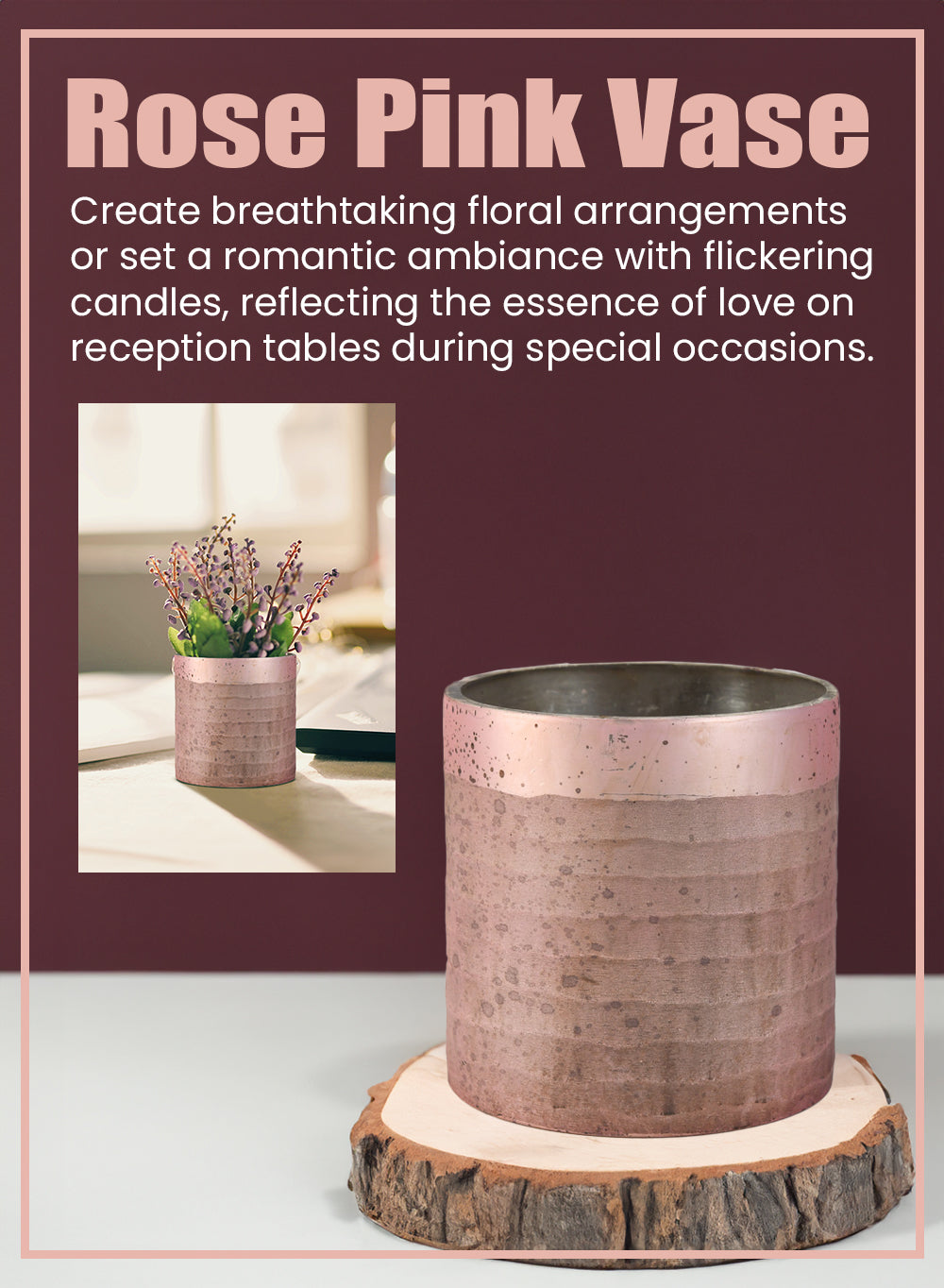 Rose Pink Glass Vase, in 2 Sizes