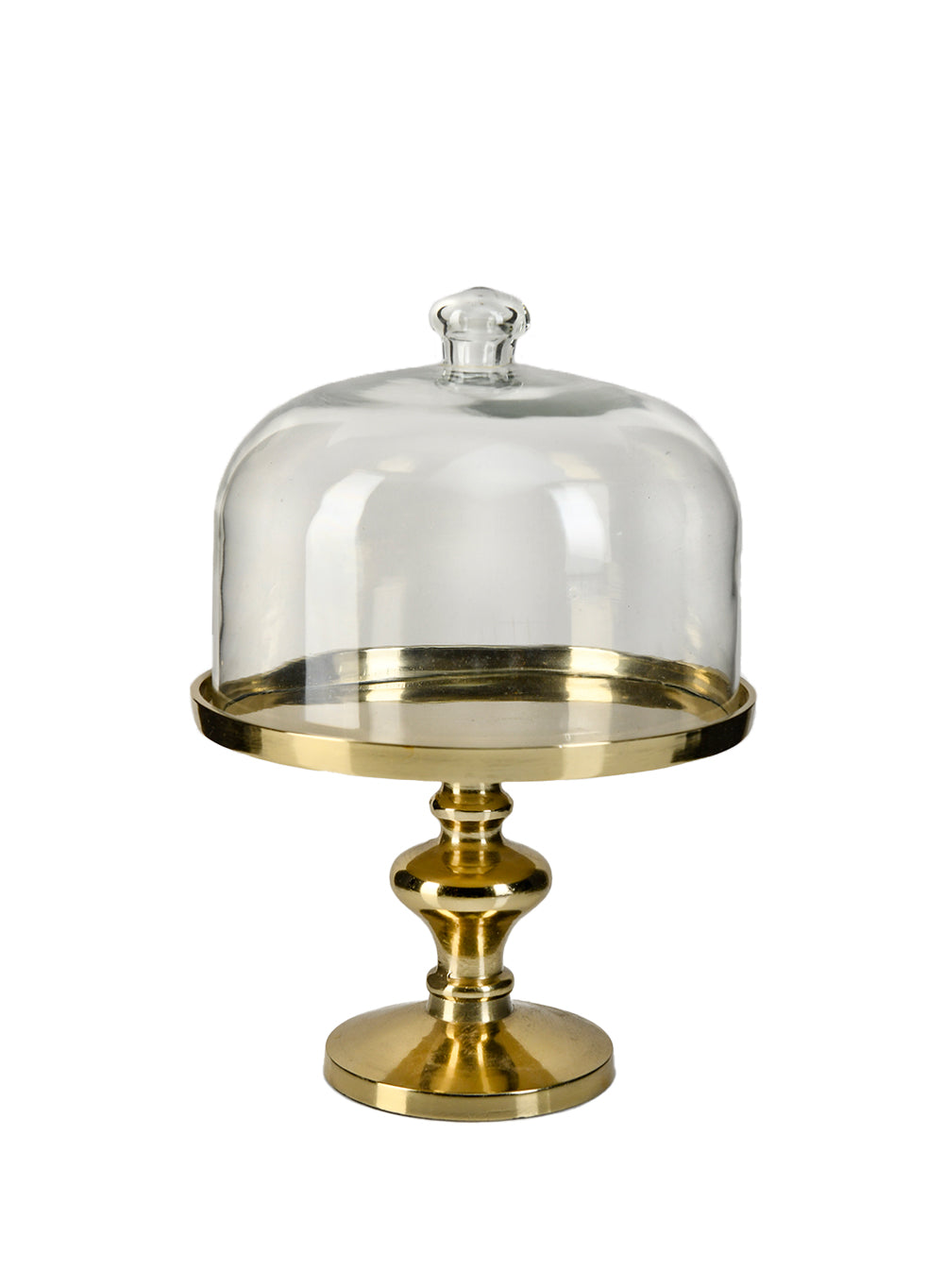 Gold Dessert Stand with Dome, 8" Diameter & 11" Tall