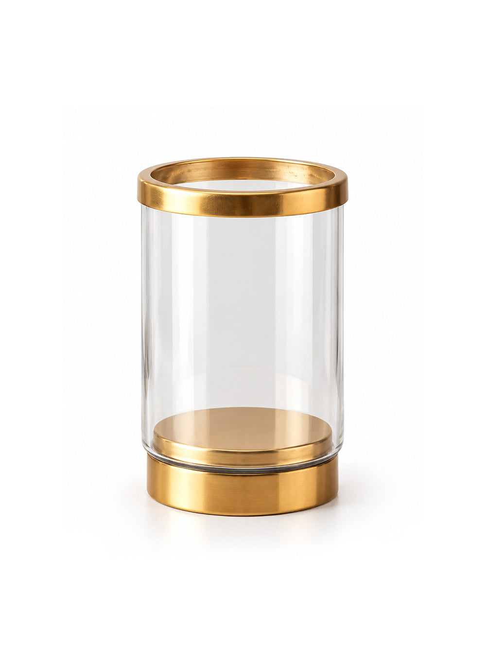 Gold Rimmed Glass Cylindrical Hurricane Collection