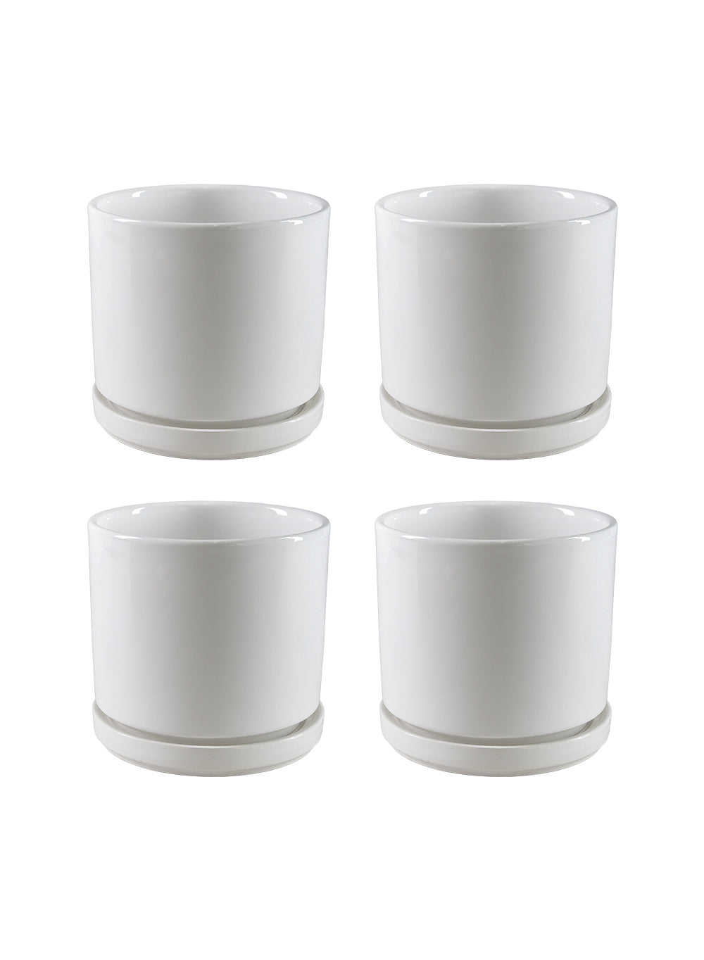 Noor Ceramic Planter with Saucer, 4.6" Diameter & 4.5" Tall