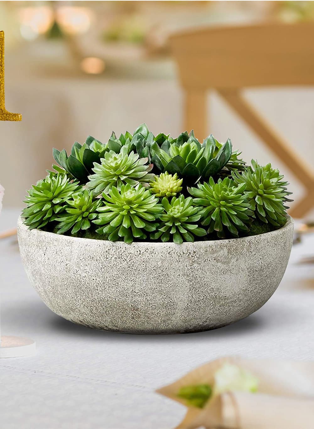 Echeveria Succulent Mix in Bowl | Faux Plants