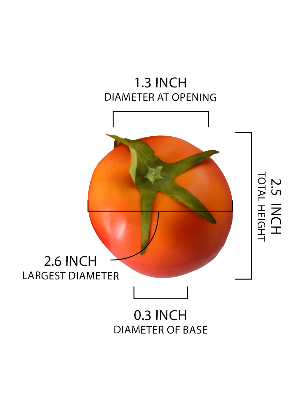 Faux Red Tomatoes, 2.6" Diameter & 2.5" Tall, Pack of 6