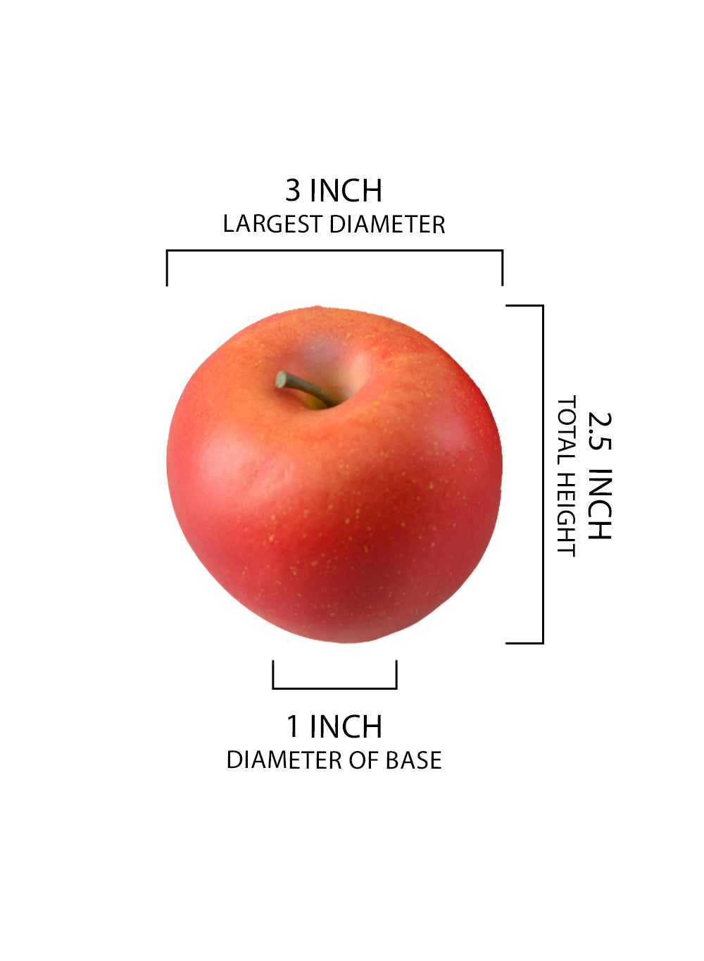 Faux Red Apple, 3" Diameter & 2.5" Tall, Pack of 5